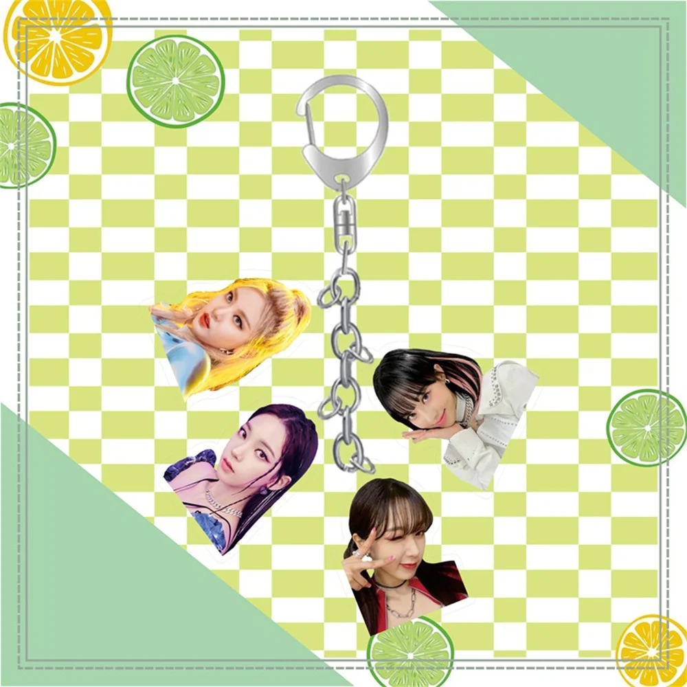 KPOP Idols WINTER NINGNING INS Style Keychain Double Sides Transparent Acrylic Keyring Pendant Karina Bag Accessories Fans Gift