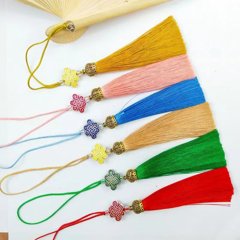 

2/5PCS 8CM Tassels Alloy Woven Chinese Knot Polyester Tassel Crown Cap Fringe Pendant for DIY Crafts Jewelry Making Decor
