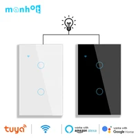 Tuya Wifi inteligente interruptor de escalera 1 Gang 2 vías EE. UU. Panel de cristal táctil escalera Cruz multiinterruptores de luz Control de voz Alexa Google Home