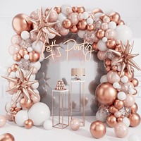142PCS Rose Gold White Balloons Garland Arch Kit Aluminum Foil Balloons for Baby Shower Ladies Birthday Wedding Party Decor