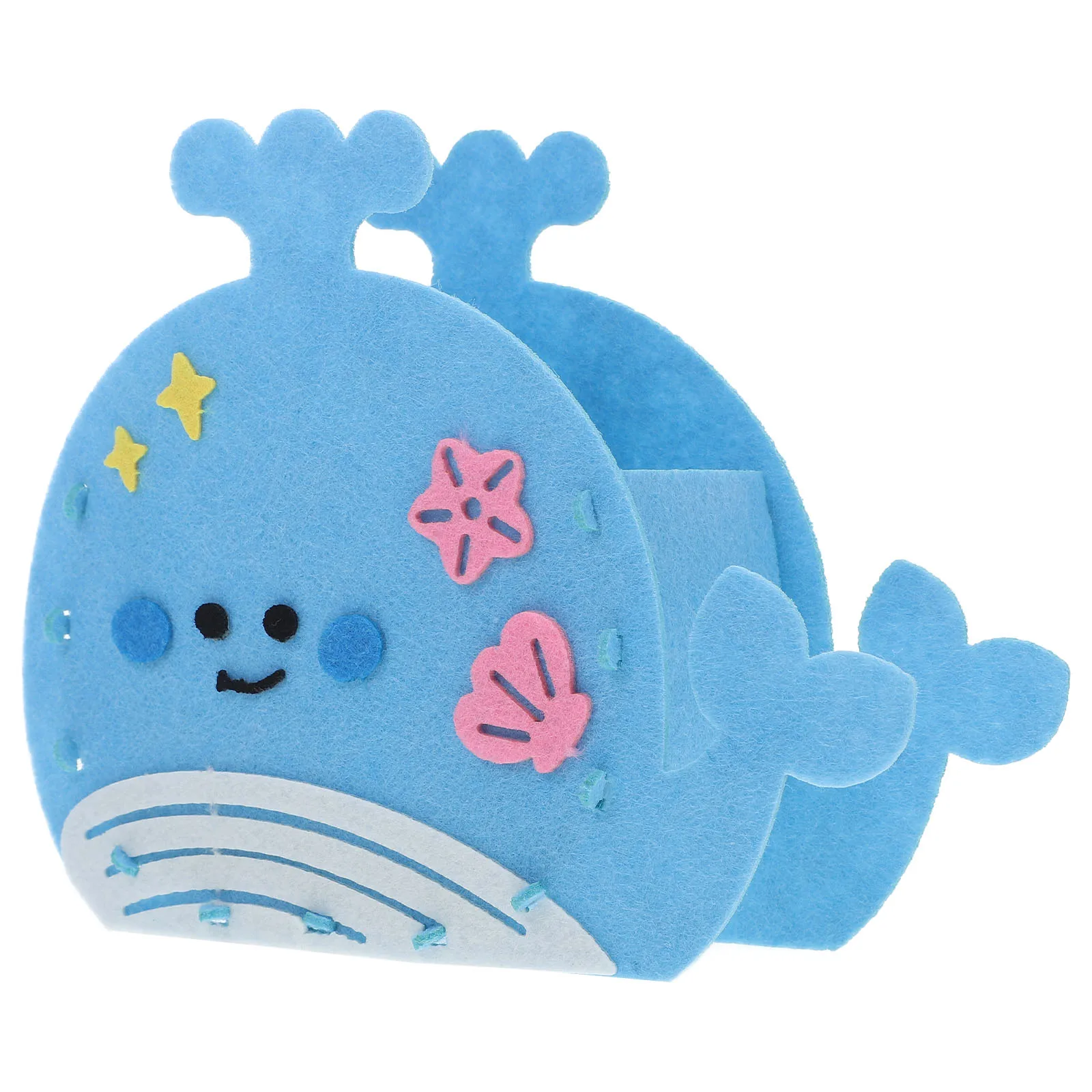 

Whale Pen Holder Felt DIY Crafts Kids Sewing Kit Blue Material Package Pencil Cup Desk Organizer Stationary Storage Cute Animal