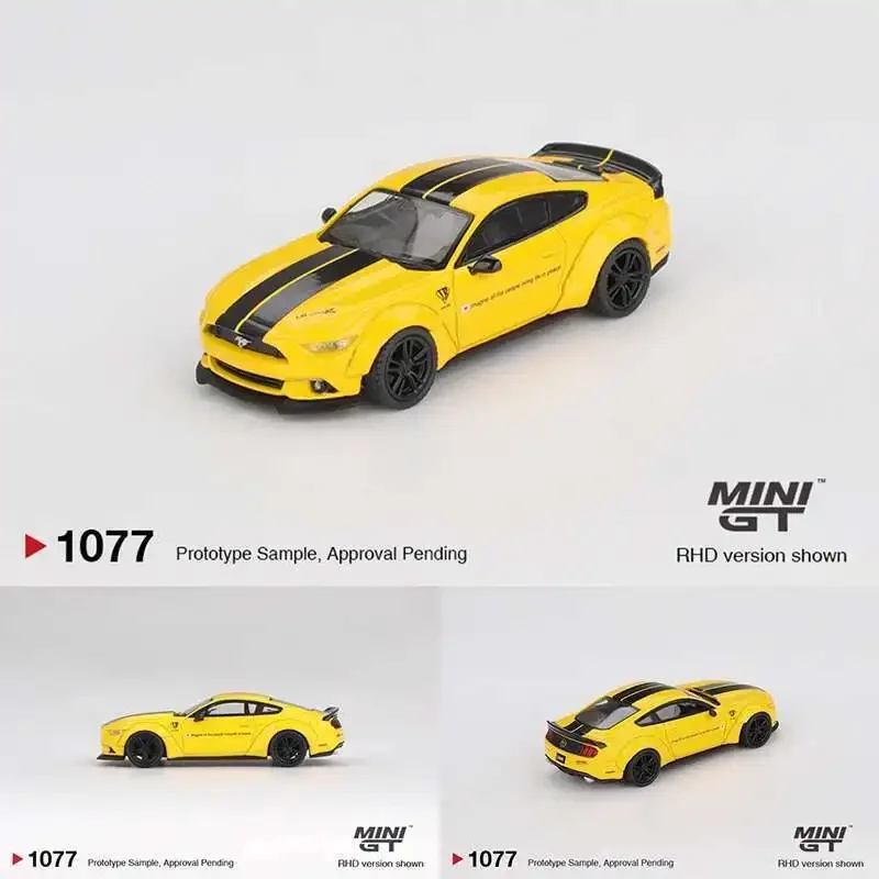 

Предпродажа MINIGT 1077 1:64 LBWK FORD MUSTANG LB WORKS Тройной желтый литой под давлением модель автомобиля Коллекция игрушек