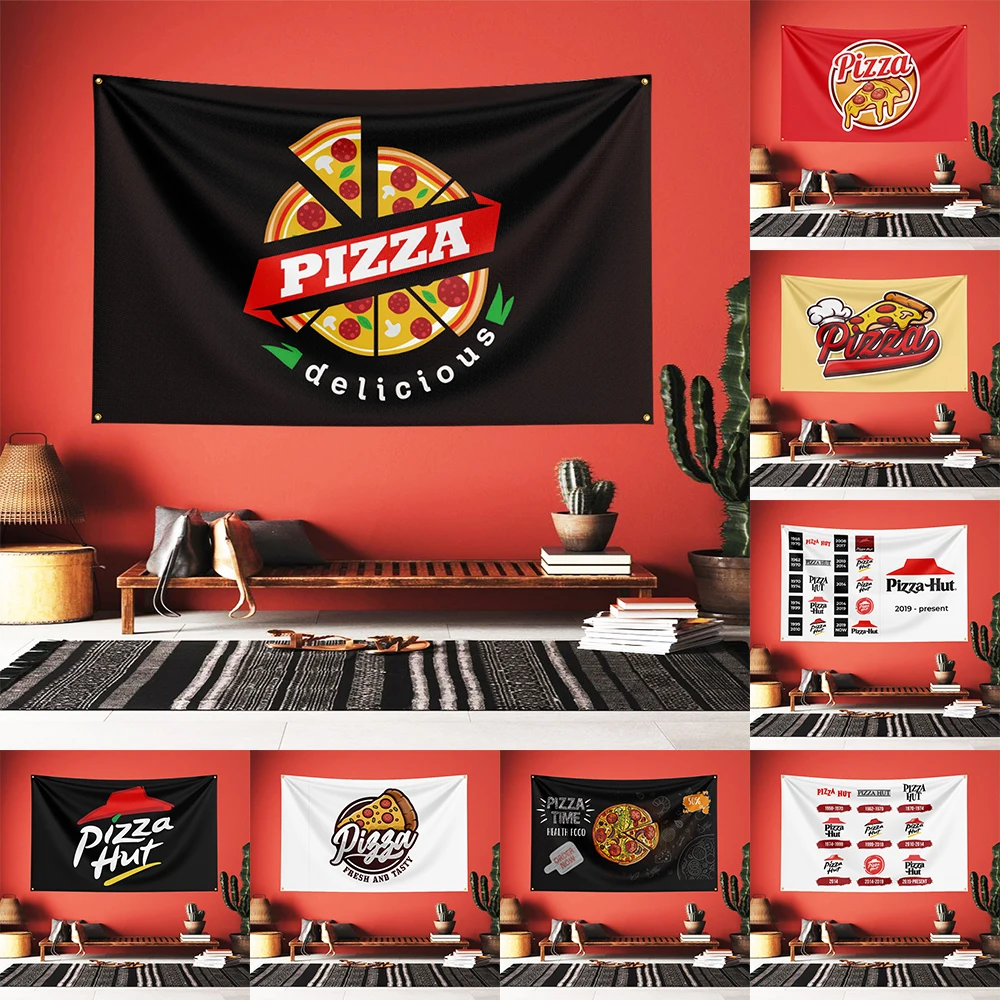 

3X5FT P-Pizzas Game Flag Banner Four Hole Polyester Outdoor Decoration Room Garage Garden