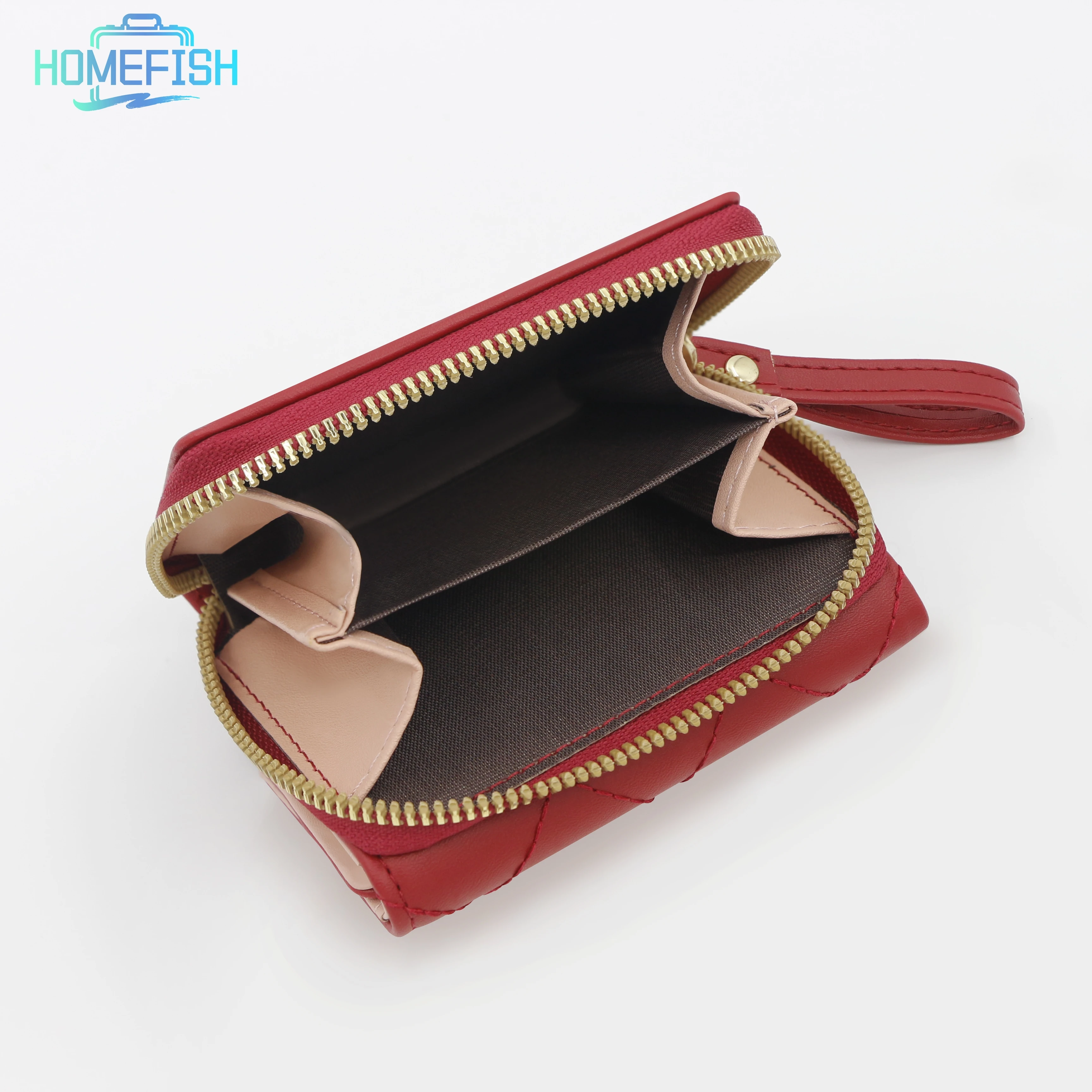 HOMEFISH Women's Short Embroidered Love Zero Wallet Zipper Buckle Large Capacity Card Bag Versatile Fashion Simple image 6