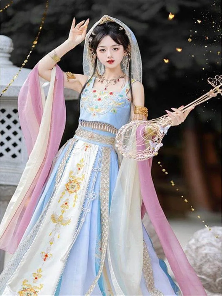 

Комплект Hanfu с тяжелой вышивкой в экзотическом пустынном стиле Западных регионов для повседневной носки