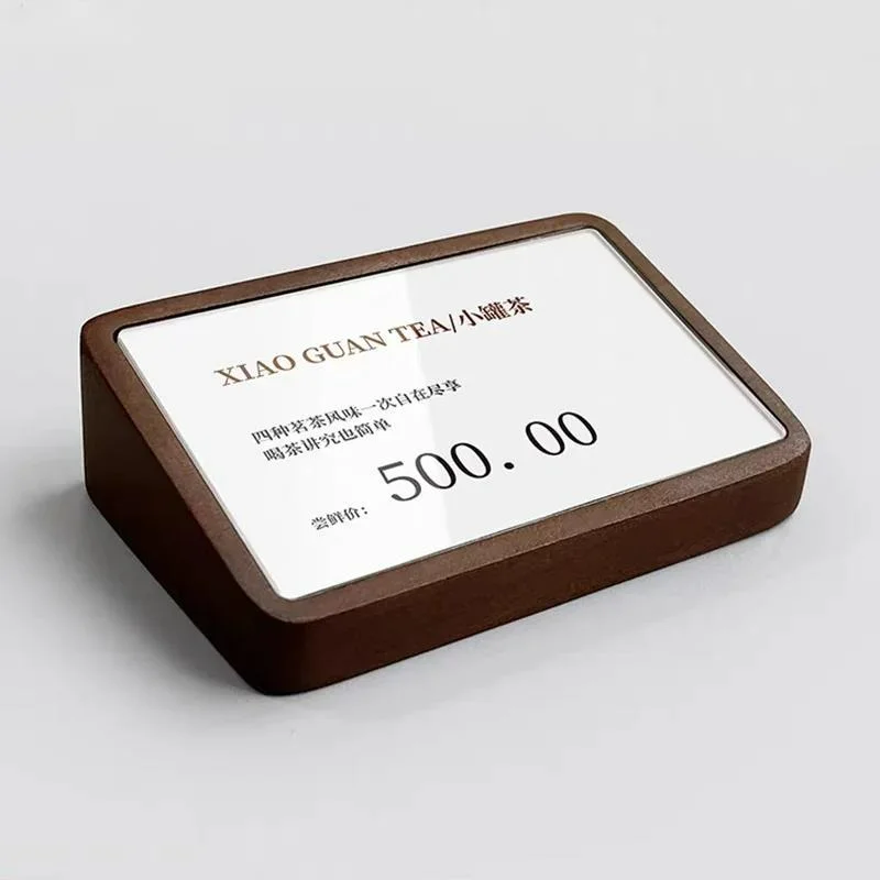 70x46mm Mini Wooden Price Tags Plastic Label Holders Name Card Tags Label Stand Acrylic Sign Holder Display Stand