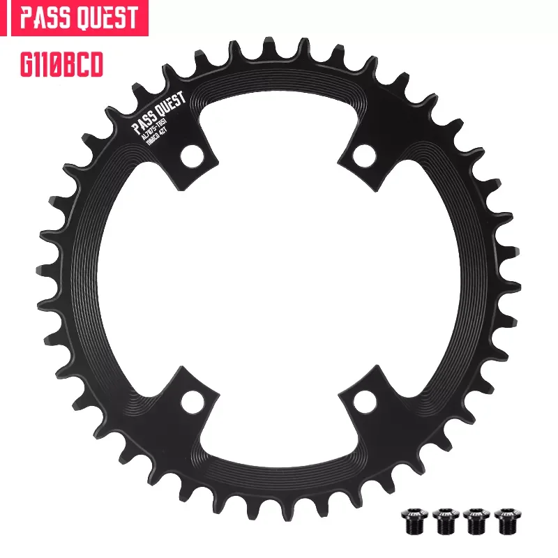 PASS QUEST 110BCD Chainring 4-Bolt GRX Round/Oval 36T-52T Chain Wheel for SHIMANO GRX FC-RX810/FC-RX600 Crankset