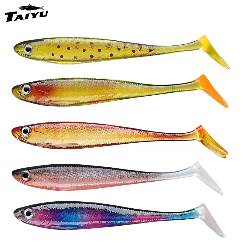 TAIYU 7 peças conjunto 9cm6g isca macia cauda isca macia pato pé peixe PVC isca macia simulação isca isca peixe