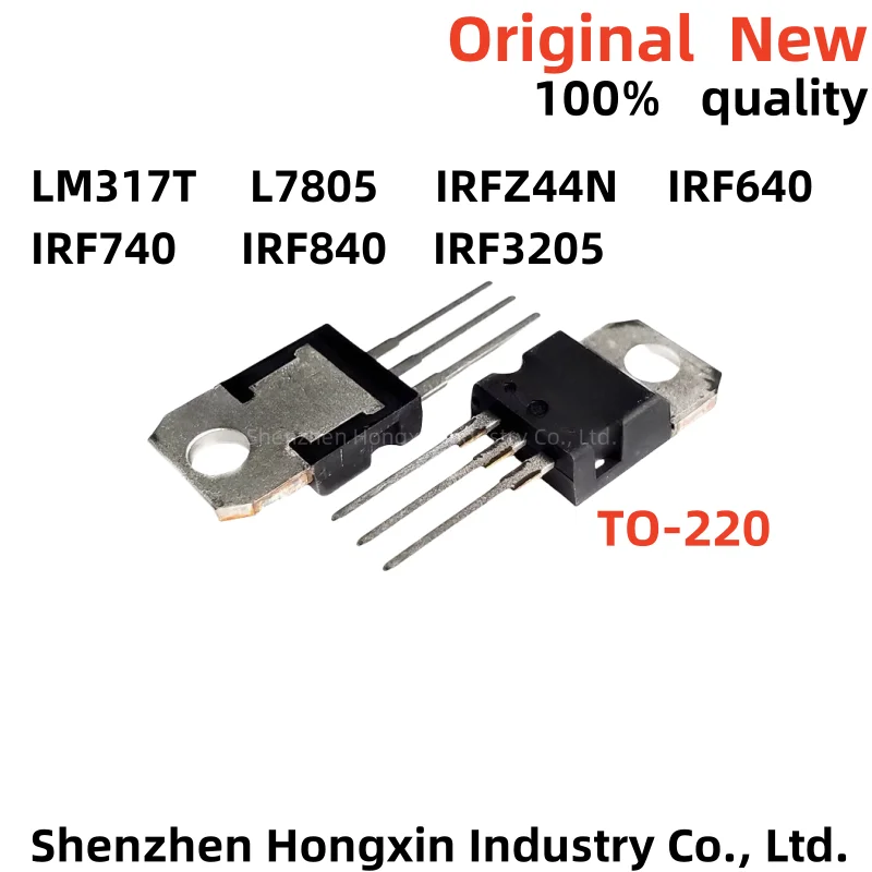 

10pcs LM317T L7805 IRF640 IRF740 IRF840 IRFZ44N IRF3205 Transistor TO-220 Voltage Regulator L7805CV MOSFET IRF640N