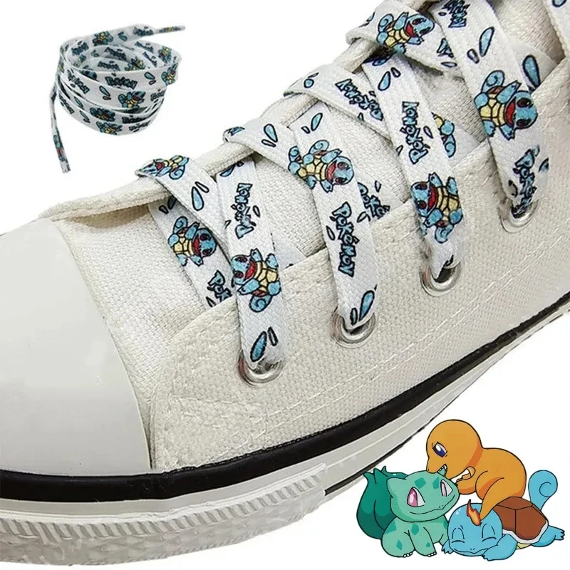 Anime Pokemon pikachu Bulbasqur Shoelaces 120/140cm Anime Cartoon Charmander Geng Gui Fashion Shoe Laces Accessories Toys Gifts