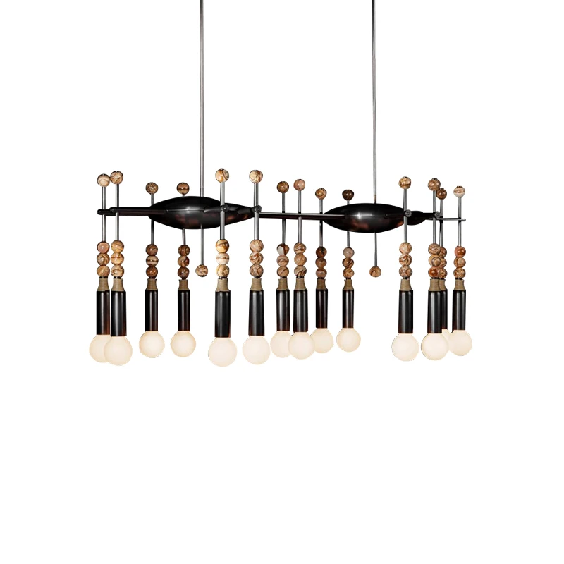 

Бронзовый камень, креативная потолочная люстра, украшение для столовой, роскошный скандинавский подвесной светильник, кухонный остров, спальня, лампы