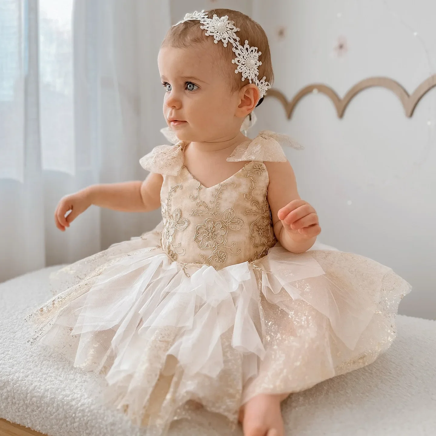 

Children Summer New Birthday Party Children Princess Dress Baby Girls Sleeveless Dress Wedding Baptism Clothing With Bow