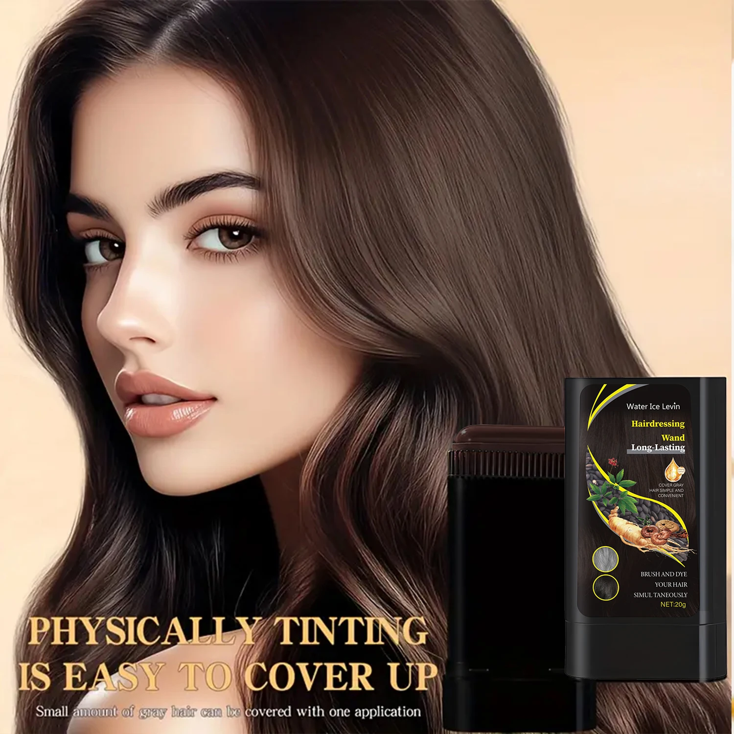 20g Quick Hair Dye Stick, Long-Lasting Effect, Portable Brush Design, Easy to Touch up Color Anytime at Home or on the Go, Suitable for Brown and Black Hair