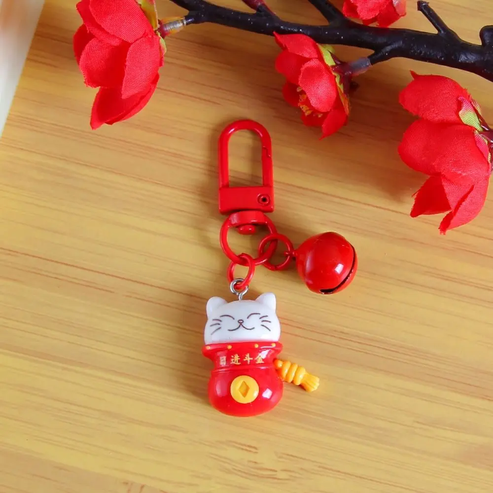 Fashion Resin Plutus Cat Keychain Kawaii Colorful Maneki-neko Keyring Lucky Mini Fortune Cat Pendant Bag Pendant