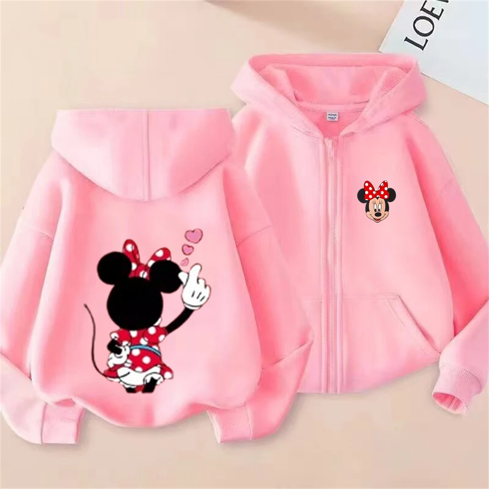 

Mickey and Minnie Donald Duck Children Tops Zipper Style Hoodie Coat Boys Black Girls Children Sweatshirt Suitable Age 3-12