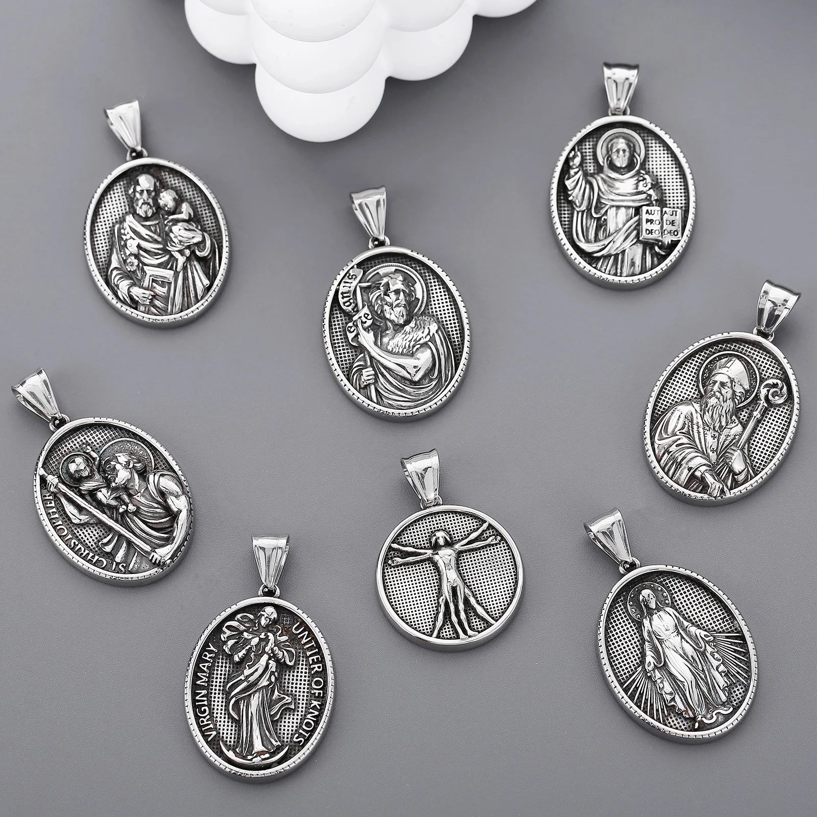 Retro Maria Alexander the Great Pray Blessings Pendant - Stainless Steel 304 - KP119556-MI