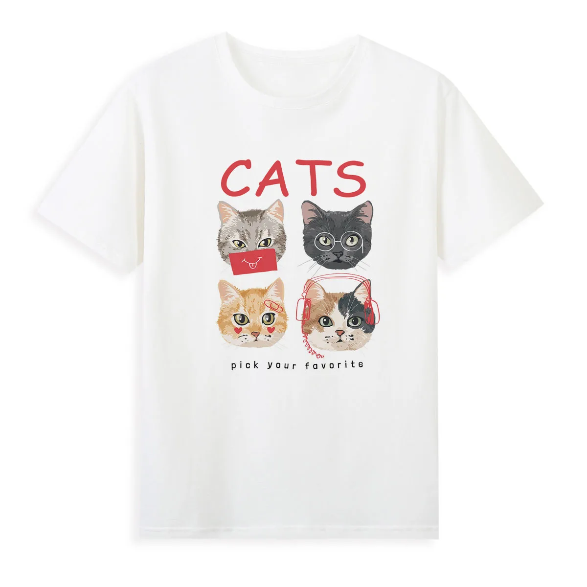 

Cute Cat T-shirt Hot Sale Casual Tops Tees Summer Cool Short Sleeve Clothing Original Brand Shirts Women