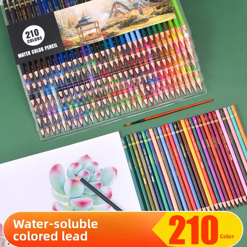 Water Soluble Colored Pencil Set 48 72 180 210 Colors, Oil Based Wooden Art Pencils in Gift Box for Sketching Shading and