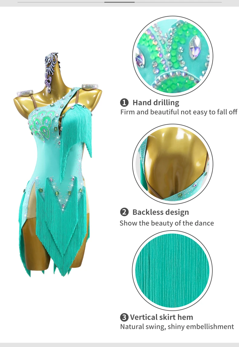 Lateinamerikanisches Tanzkleid für Wettbewerbe, Abschlussball 2026, Abschlussball-Outfits, Damen-Kostüme, Mädchen-Tanzkleidung, Sport, Amerikanisch, Erwachsene, Elegantes Karnevalskostüm – Detail 6