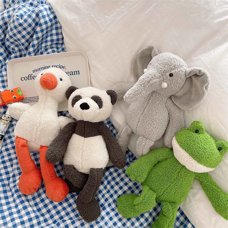 Juguete suave de rana de patas largas para niños, peluche mullido de Panda de 40cm, elefante, pollito, Huggable Animal de peluche, regalos