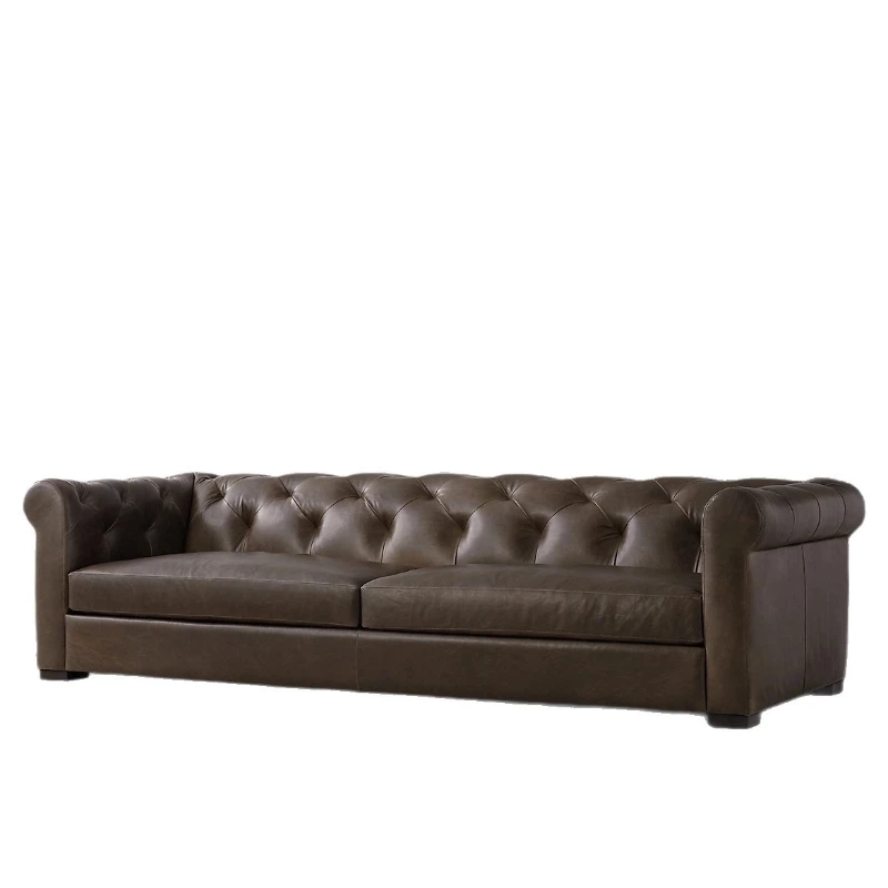 Retro classical industrial style living room combination old brown lounge sofa furniture