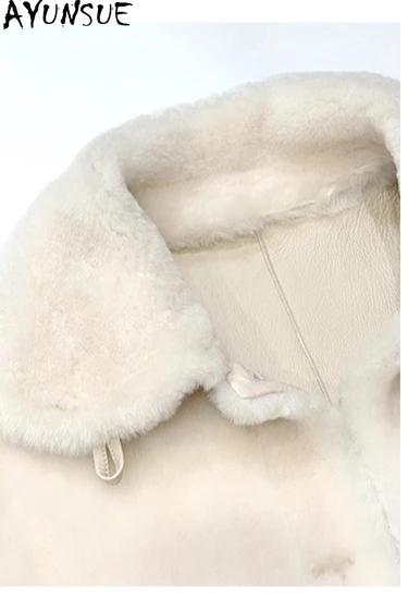 AYUNSUE veste en cuir véritable femmes 2025 manteau De fourrure en peau De mouton naturelle mérinos vraie fourrure chaud vêtements d'hiver femme Jaqueta De Couro