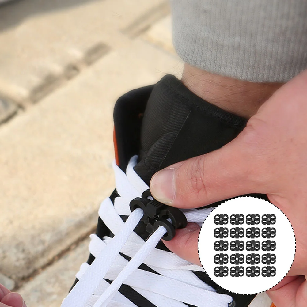 20 Pcs Lazy Shoe Lace Buckle Sneakers Shoelace Fixation Safe Buckles Strap Holder up Adjustable Plastic Shoes Accessories Child