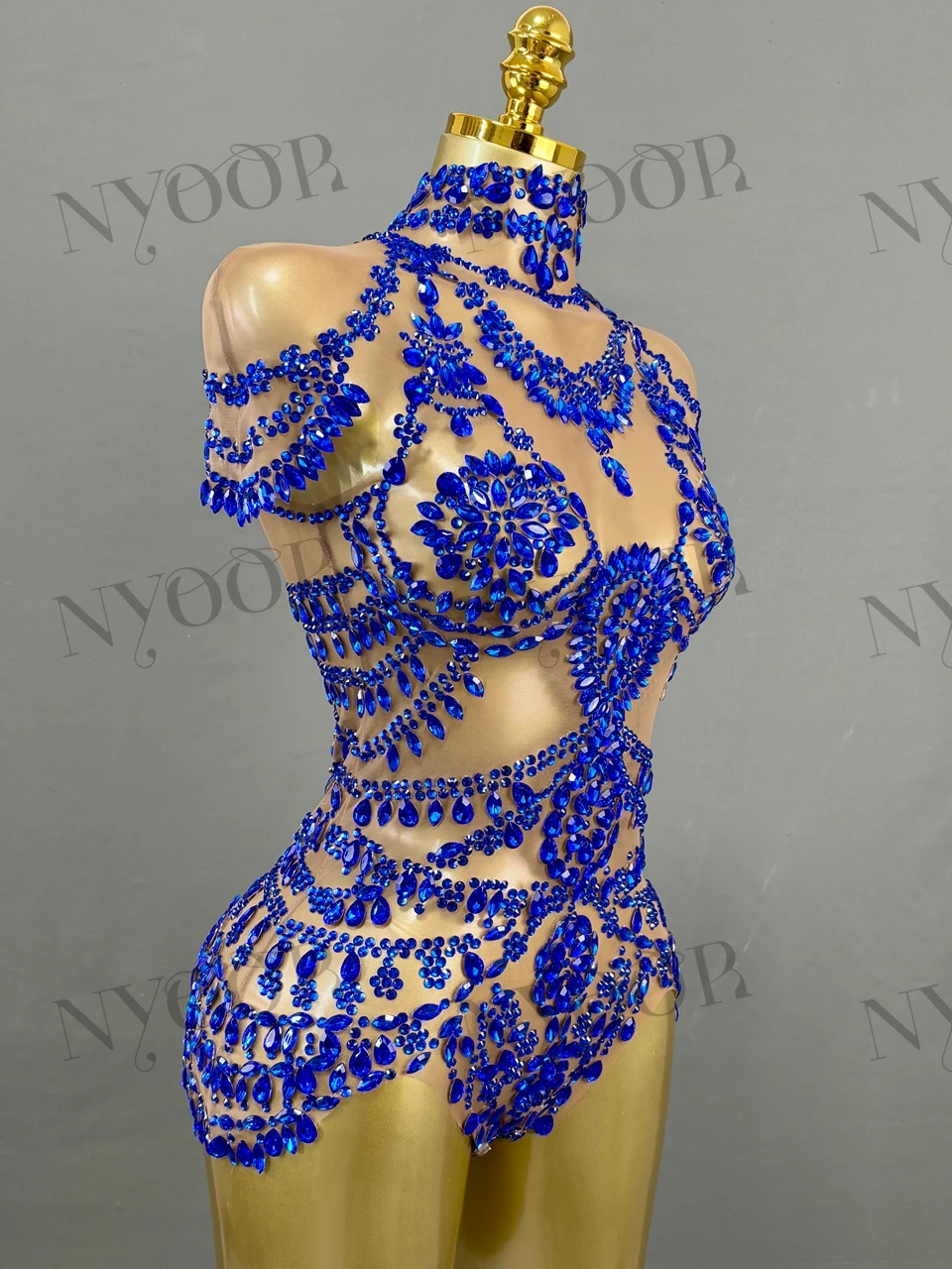 Sparkly Rhinestones Bodysuit Women for Sexy Mesh Transparent Performance Dance Costume Singer Dancer Show Stage Wear Club Outfit view 2