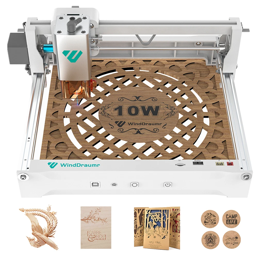 WindDraumr P1 Max Incisore Laser 10W Macchina per incisione laser portatile Utensile da taglio CNC per legno fai da te Metallo Acrilico Vetro Pelle