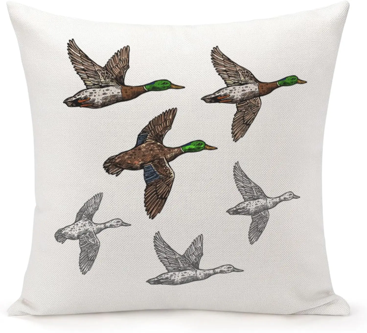 Rustic Bird Flock Art Pillow Cover 45x45cm Nature Wildlife Cushion Decorative Throw Pillowcase Avian Print Home Decor Gift