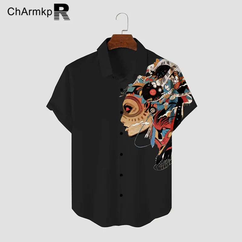 

Summer ChArmkpR 2024 Men's Short Sleeve Round Neck Printed Shirts Fashion Tops Blusas Streetwear Tee S-2XL