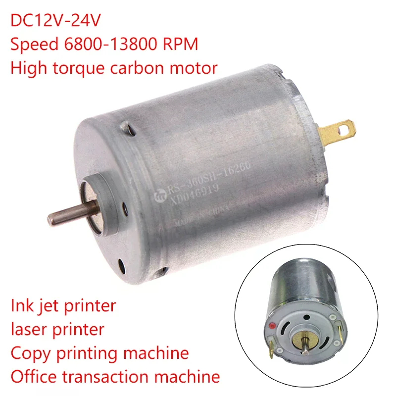 1 Piece Micro Motor DIY Toys Hair Dryer Electric Fans Accessories 360SH DC12V-24V 13800RPM High Speed Carbon Brush