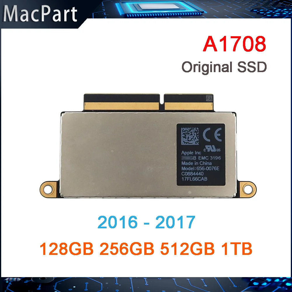 

Original Used Laptop SSD 128GB 256GB 512GB 1TB For MacBook Pro Retina 13.3" A1708 PCI-E SSD EMC2978 EMC3164 Late 2016 Mid 2017