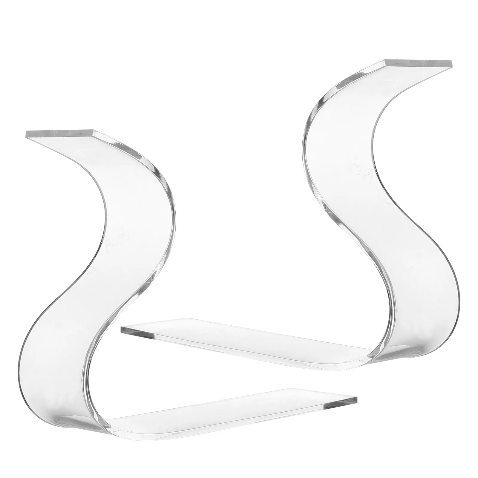 2Pcs S-Type Shoe Display Stand Acrylic High Heels Holder Clear Storage Rack for Commercial Display Home Organization