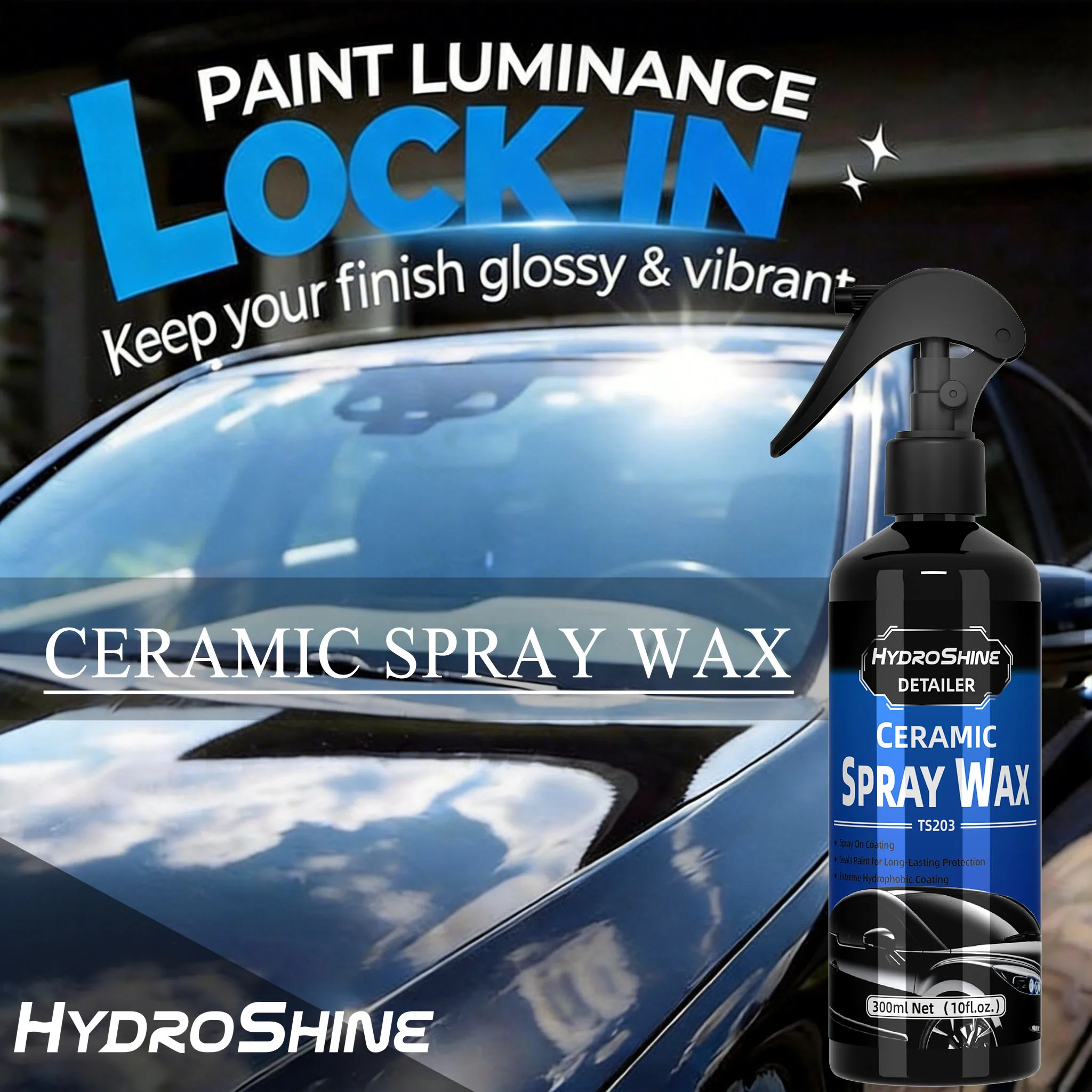 Hydroshine Auto-Keramik-Sprühwachs Beschichtung Anti-Kratzer Nano-Flüssigbeschichtung Kristall Hydrophobe Politur Langanhaltender Glanz