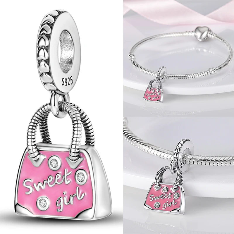 2026 Neuer Rosa Charm aus 925 Sterling Silber, Herz-Schleife-Parfüm-Rosen-Perlenanhänger, passend für europäische Armbänder, DIY, romantisches Geschenk für Frauen – Detail 10