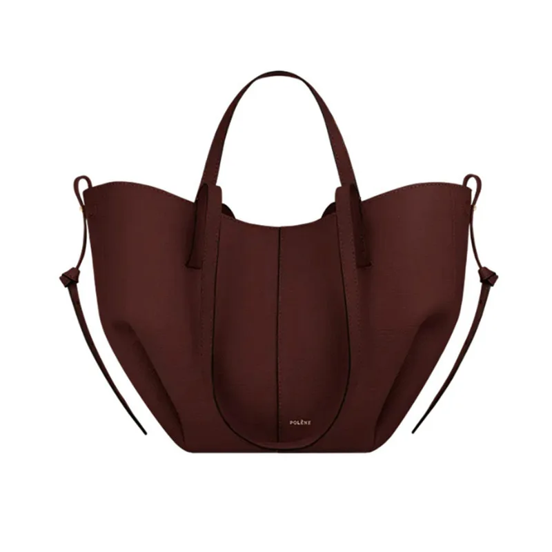 

French Style Large Capacity Cowhide Tote Bag Women Portable Shoulder Handbag Shopping Travel