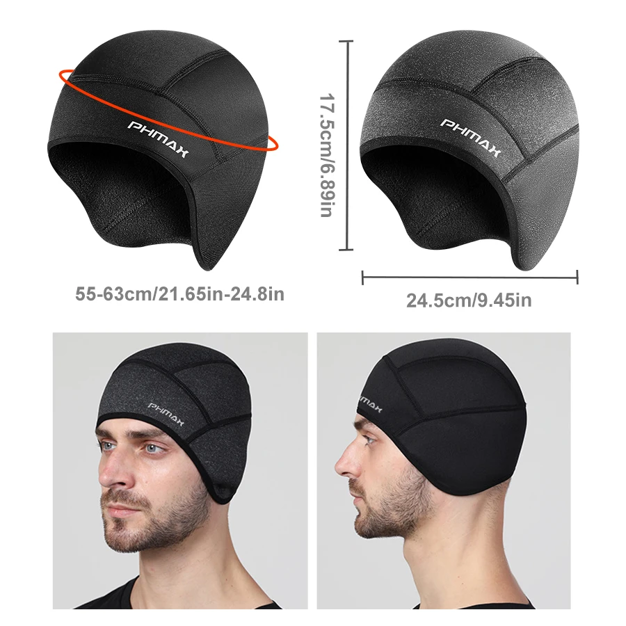 PHMAX Winter warm beanie padded ear protection head cover bicycle motorbike helmet liner cycling equipment