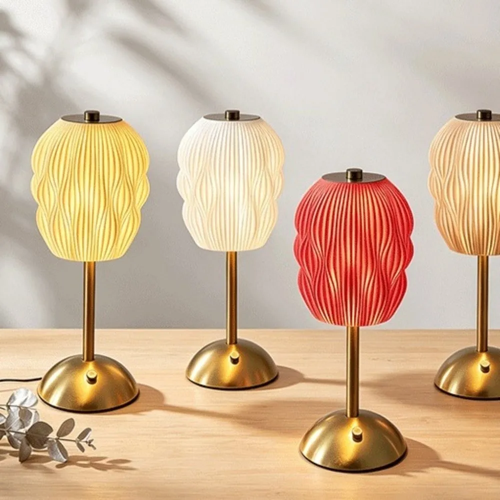 Exquisite 3D Printed Lampshade Layered Wave Texture Design Semi-transparent Desk Lamp Lampshade Soft Light Shock-resistant