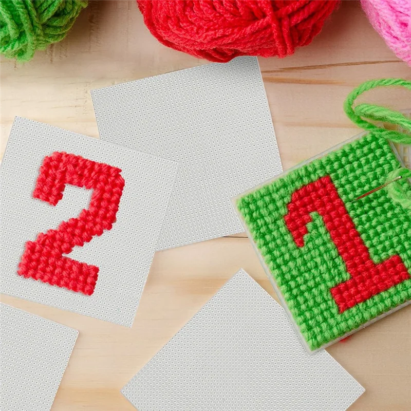 A20F-4 قطعة مكونة من 14 صفائح قماش شبكية بلاستيكية للتطريز، قماش إبرة بلاستيكي أبيض (8 × 11 بوصة) #4