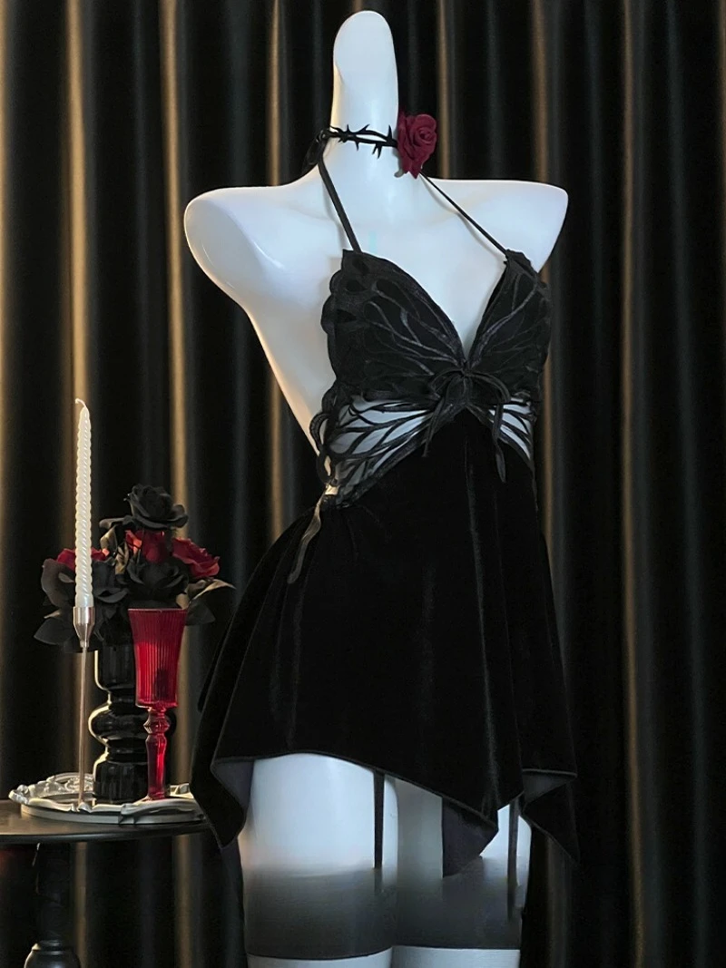 

Бархатная домашняя ночная рубашка для женщин, дизайн с подкладкой на груди, неровный подол, мягкая удобная пижама, элегантная одежда для сна, стильный женский наряд