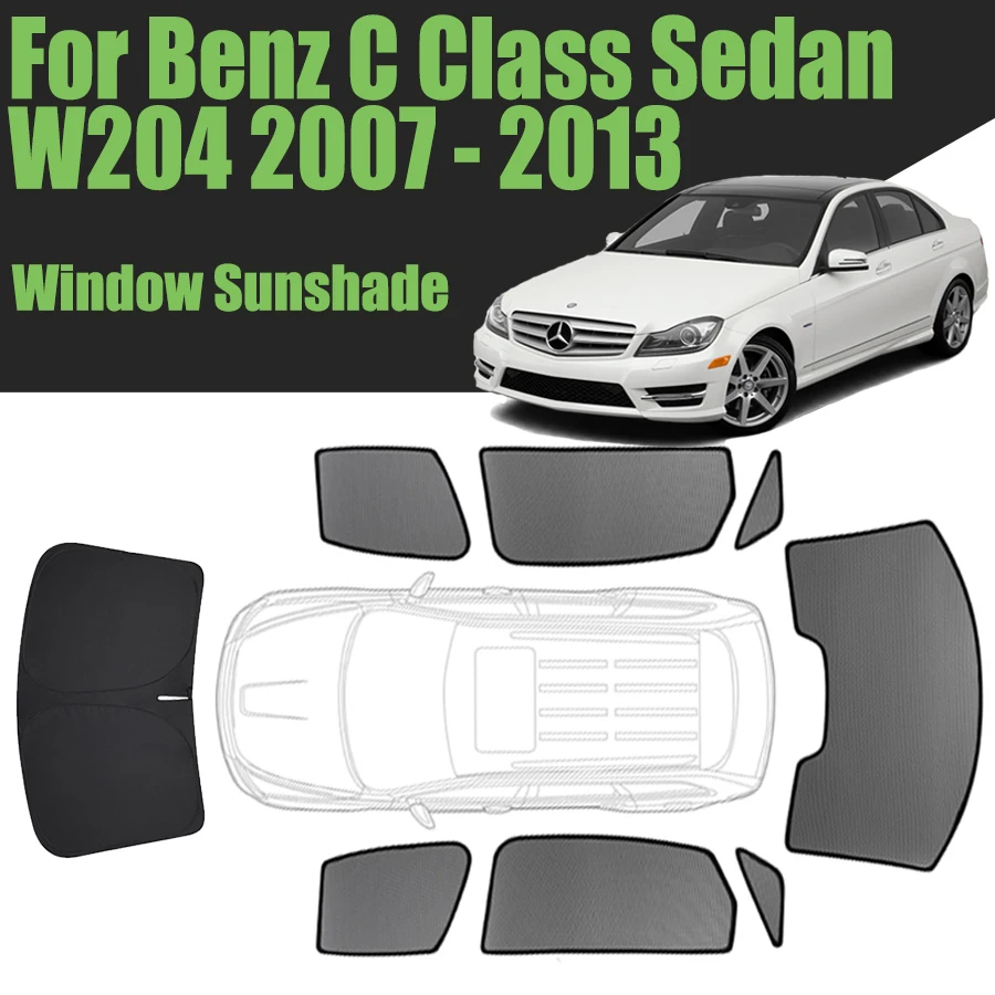 

Custom Car Window Sunshade For Mercedes Benz C Class Sedan W204 2007 - 2013 Magnetic Curtain Front Windshield Mesh Frame Curtain