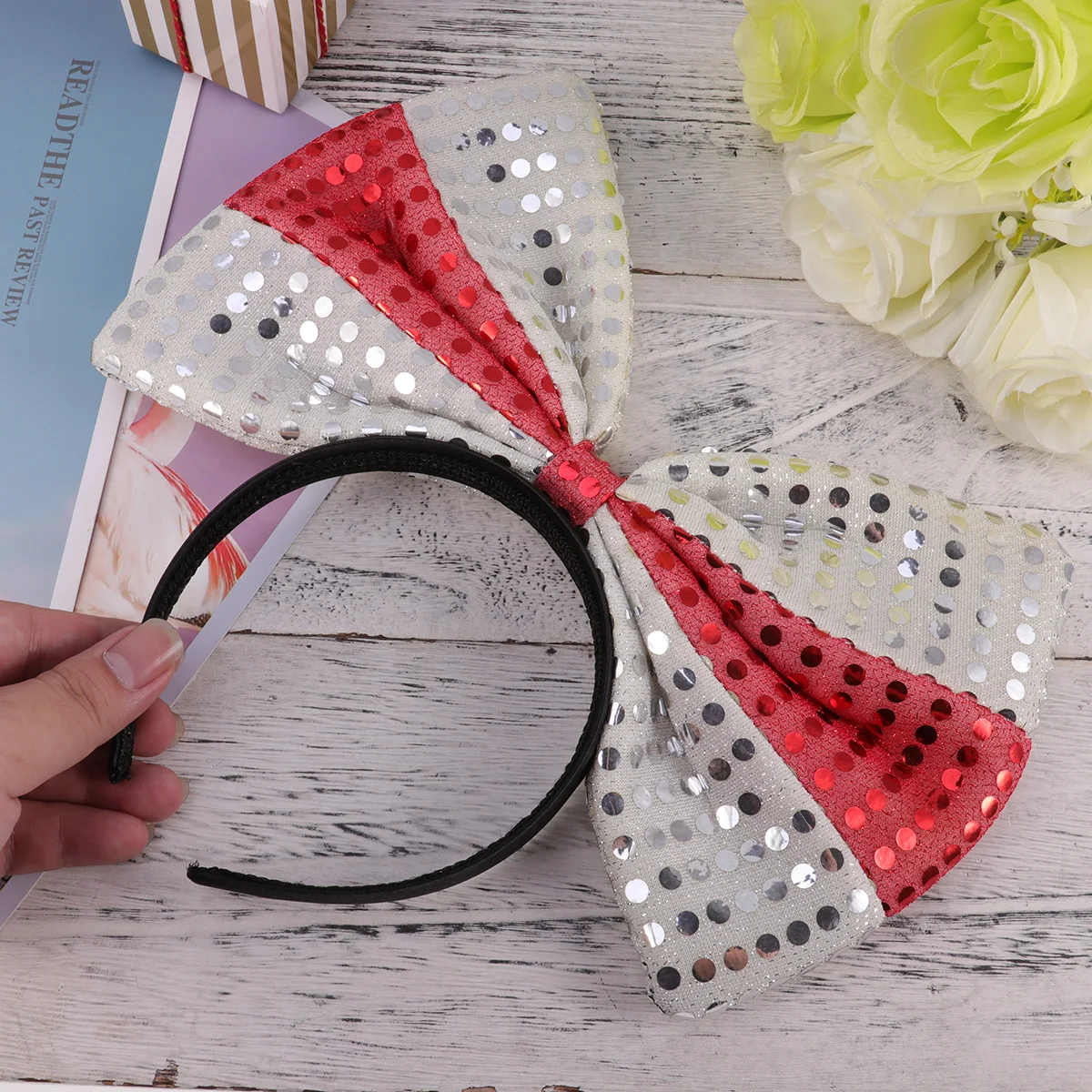 

Bow Headband Hair Accessories Women Brazil Flag Print Independence Day Festival Shining Bow Head Hoop Plastic Fabric Durable