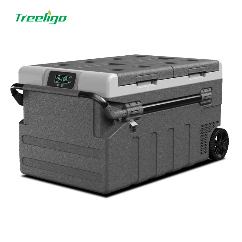 75L Dual Zone Solar Refrigerator Portable Car Freezer Powerful Compressor Quickly Cooler Car Refrigerator