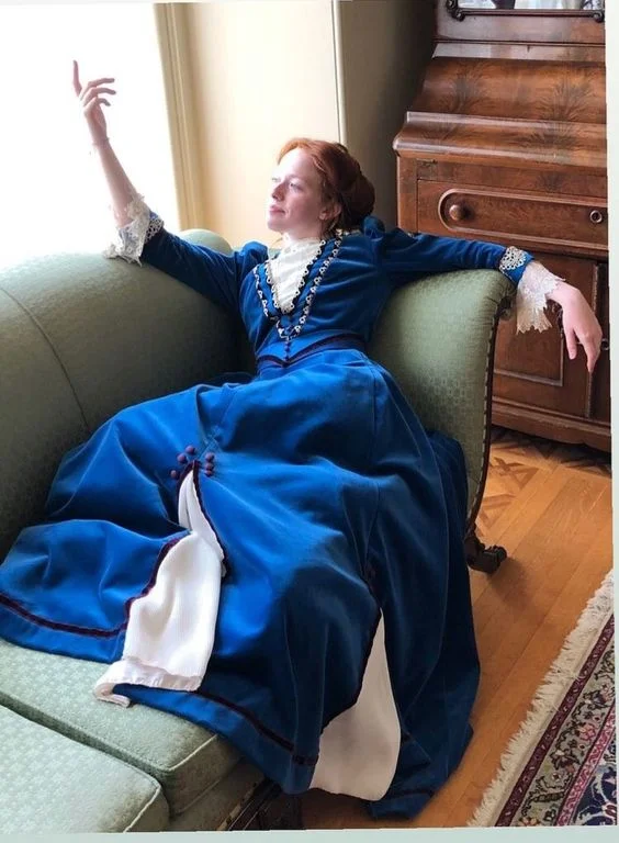 Anne Shirley Cosplay Costume Blue Ball Gown Women Victorian Fashion Gown Ladies Vintage Travel Suit Custom Made