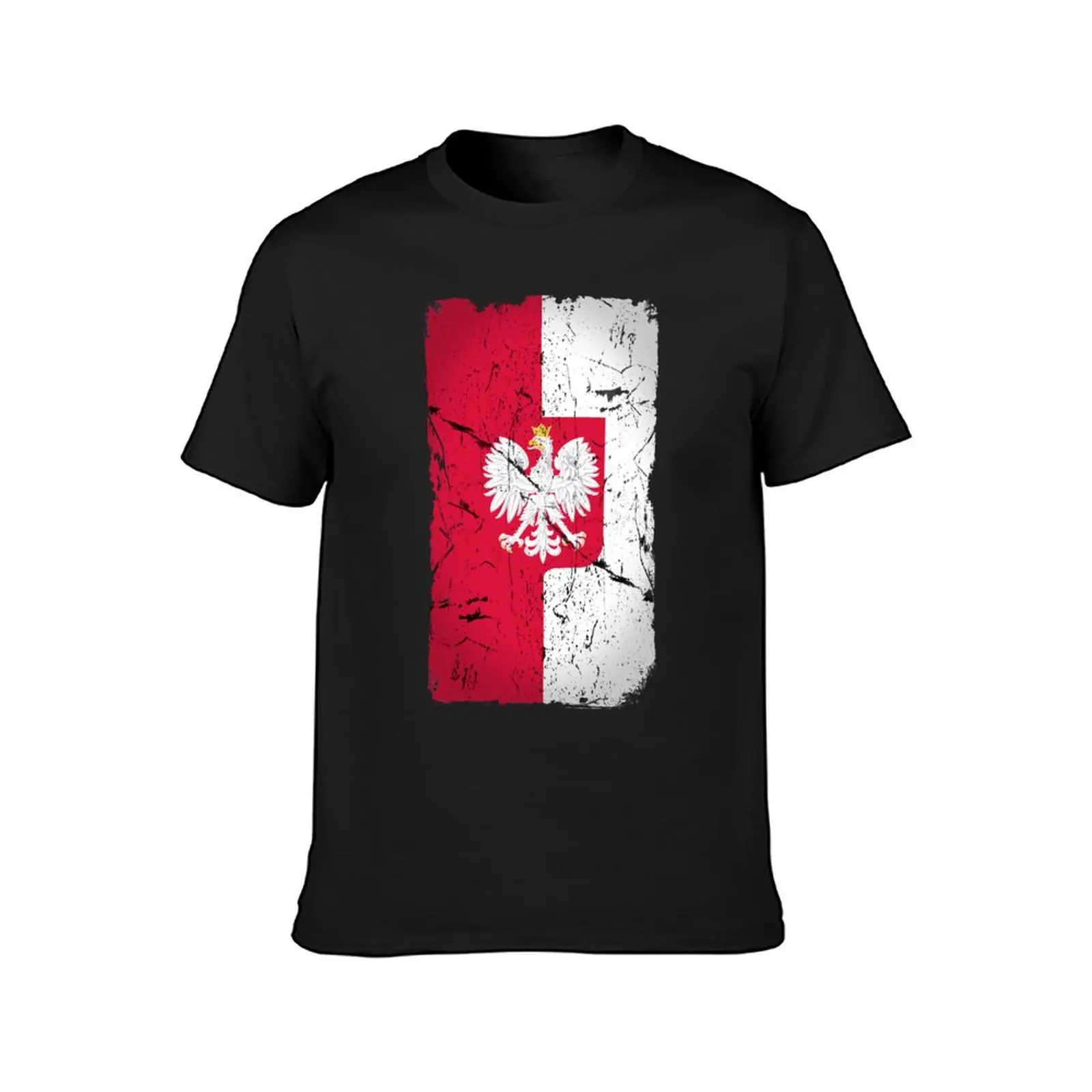 Flag of Poland with polish eagle Distressed T-Shirt aesthetic clothes blanks anime blacks Men's clothing