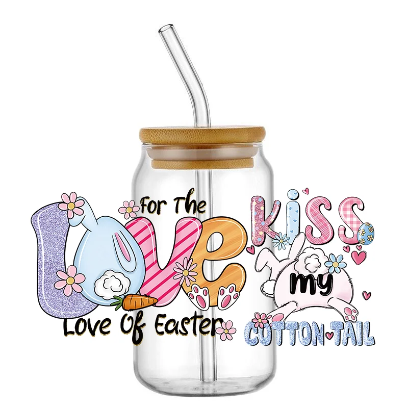 

Easy peel waterproof DIY Decals Easter days 3D transfers uvdtf crystal sticker 16oz uv dtf cup wraps for Libbey Glasses