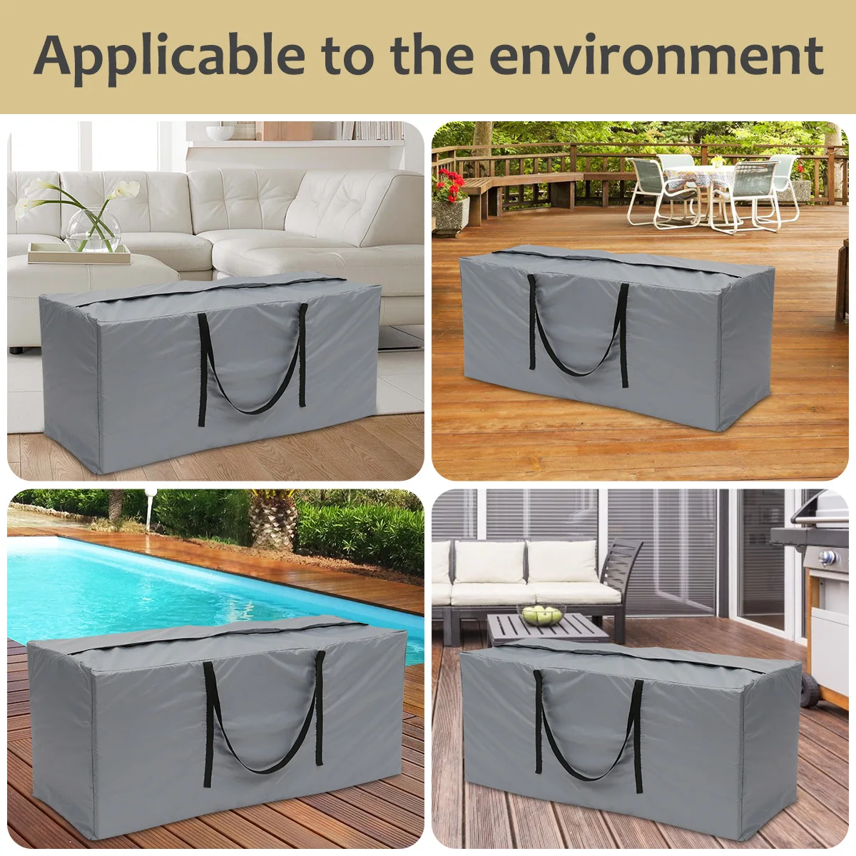 Garden Furniture Cushion Storage Bag Large Capacity Waterproof Anti-UV Outdoor Patio Christmas Tree Organizer Bag with Handle