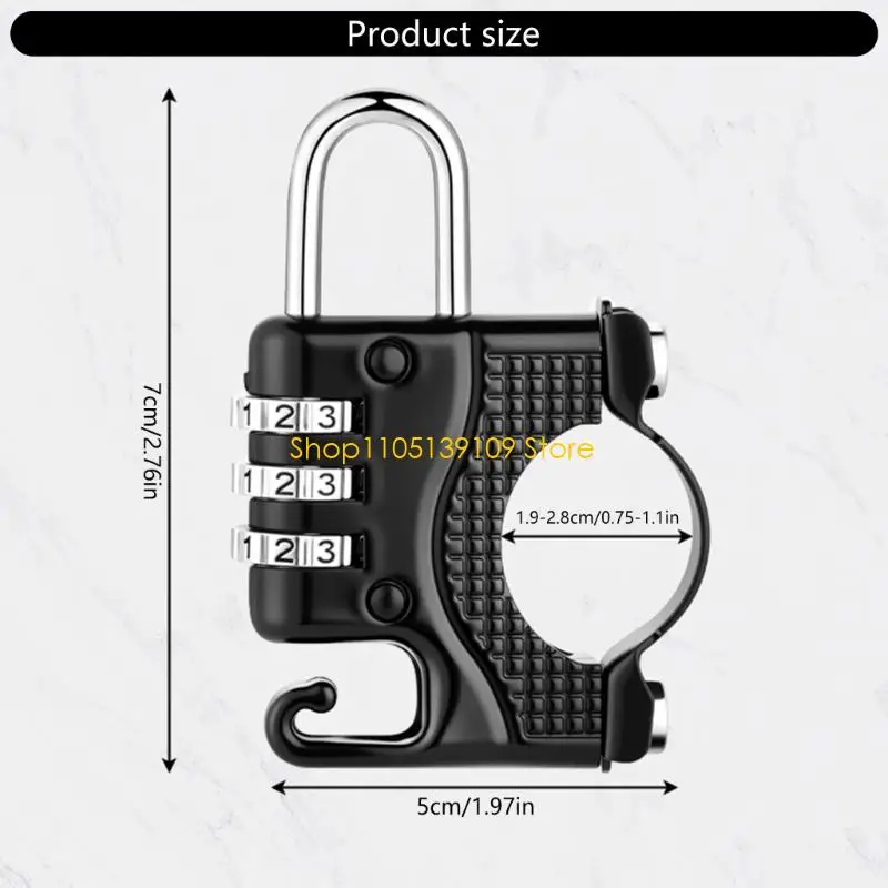 قفل خوذة آمن مع خطاف تخزين للدراجات النارية والسكوتر والمركبات الكهربائية ومواد مقاومة للطقس سريعة التركيب #6