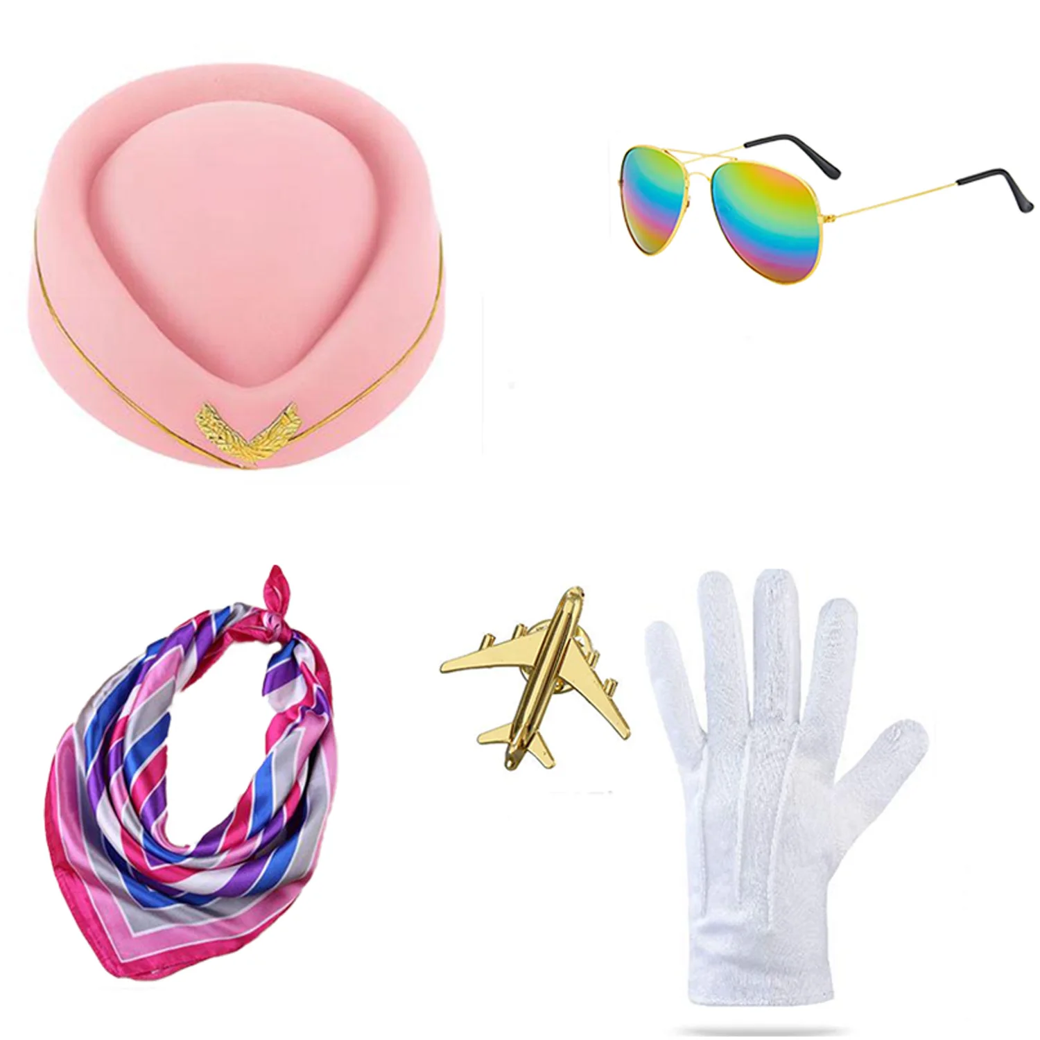 PESENAR ensemble d'accessoires de Costume d'hôtesse de ligne aérienne accessoires de Costume d'agent de bord pour femmes tenue de Cosplay